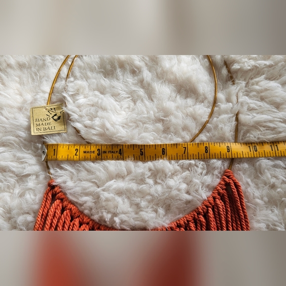New! Rust Orange Macrame Double Hoop Wall Hanging - Picture 4 of 4